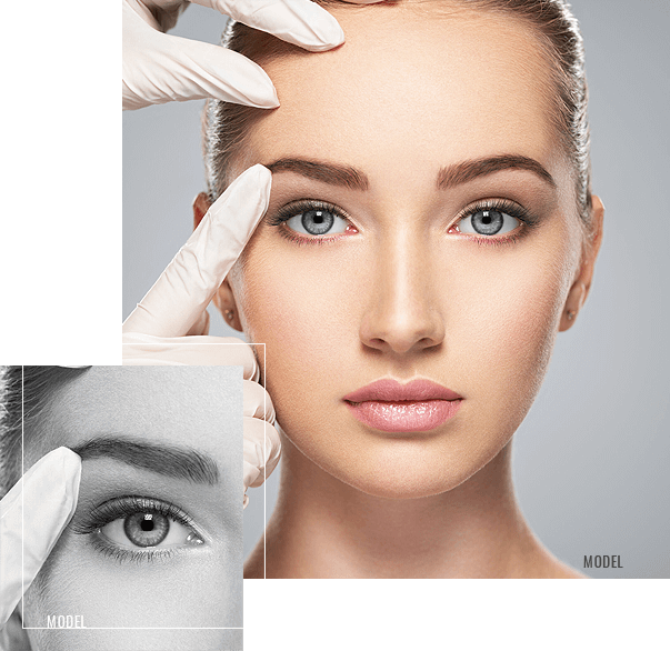 image of doctor examining a patient's eyebrows