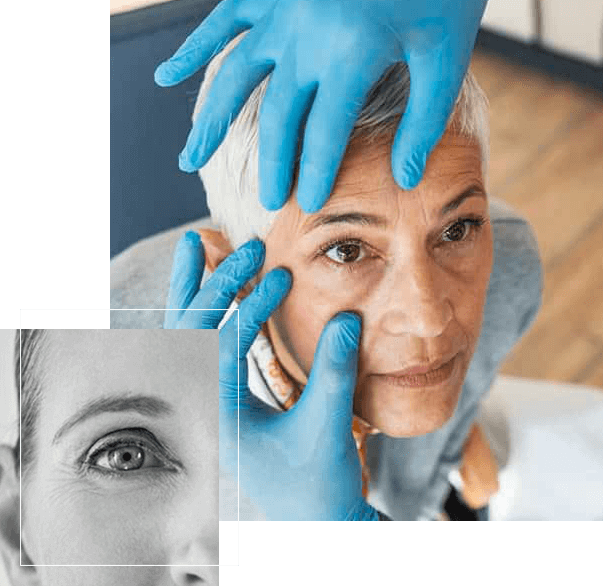 image of doctor examining a patient's eye and sinus